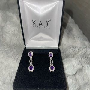 Amethyst Drop Earrings Diamond Accents Sterling Silver - KAY jewelers